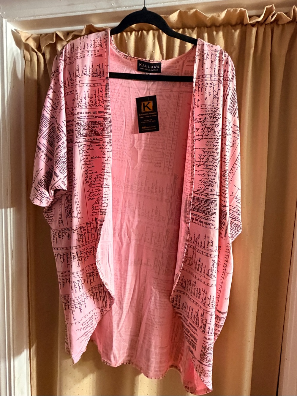 Pink Printed Open-Front Tunic Kimono